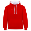 Kontrast-Hoodie - Rot/Weiß