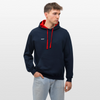 Kontrast-Hoodie - Navy/Rot