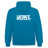 Kontrast-Hoodie - Pfauenblau/Grau meliert