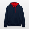 Kontrast-Hoodie - Navy/Rot