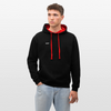 Kontrast-Hoodie - Schwarz/Rot