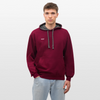 Kontrast-Hoodie - Weinrot/Anthrazit