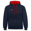 Kontrast-Hoodie - Navy/Rot